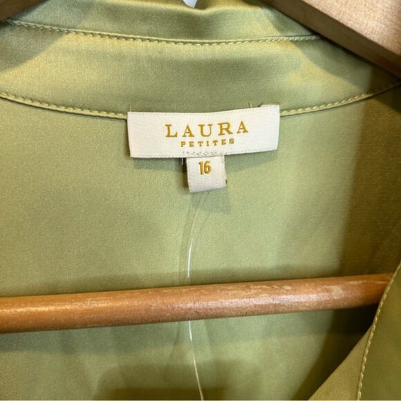 Laura Flared Sleeve Satin Blouse Moss Green - Picture 7 of 10